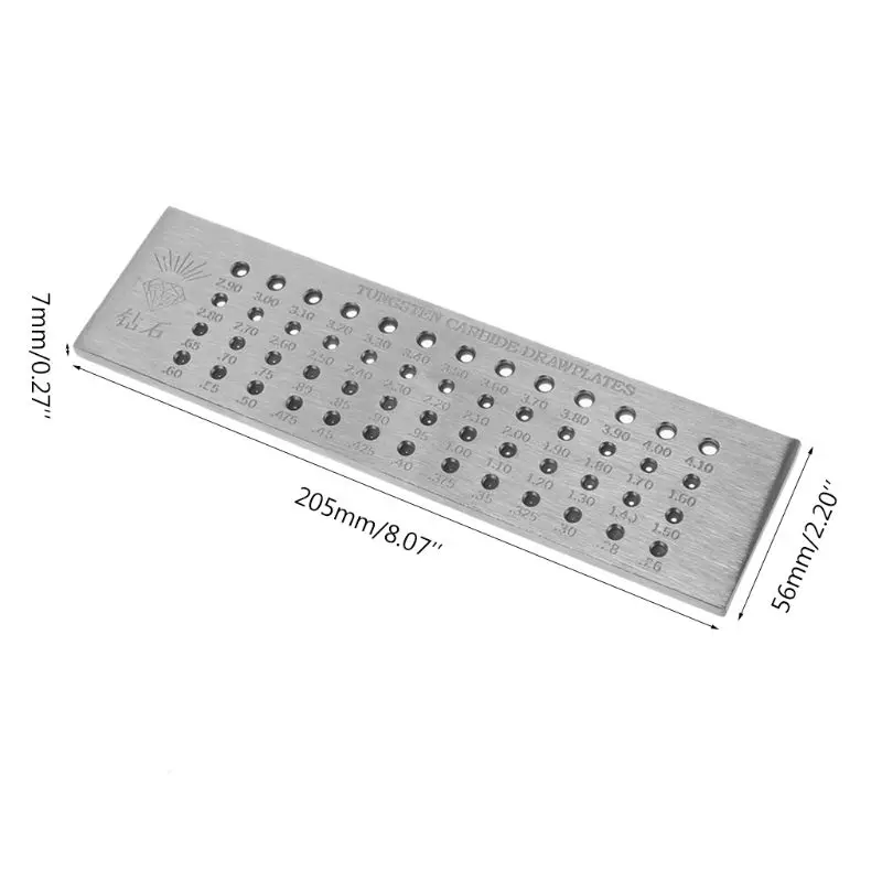 Four Rows of Gold Tools 52 Holes Tungsten Carbide Wire Drawplate for Jewelry Making Round 0.26-4.10mm for Jewelry