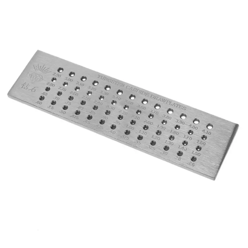 Four Rows of Gold Tools 52 Holes Tungsten Carbide Wire Drawplate for Jewelry Making Round 0.26-4.10mm for Jewelry