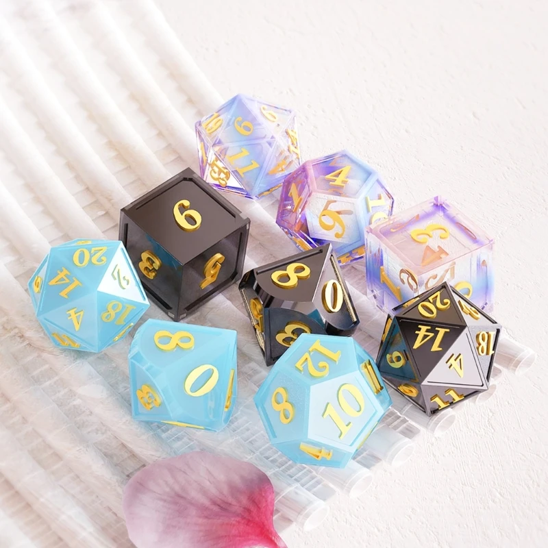 Dices Dies Resin Castings Mold 7 Shapes Game Dices Pentagon Square Dices Mold Digital Dices Game Home Crafts
