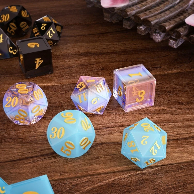 Dices Dies Resin Castings Mold 7 Shapes Game Dices Pentagon Square Dices Mold Digital Dices Game Home Crafts