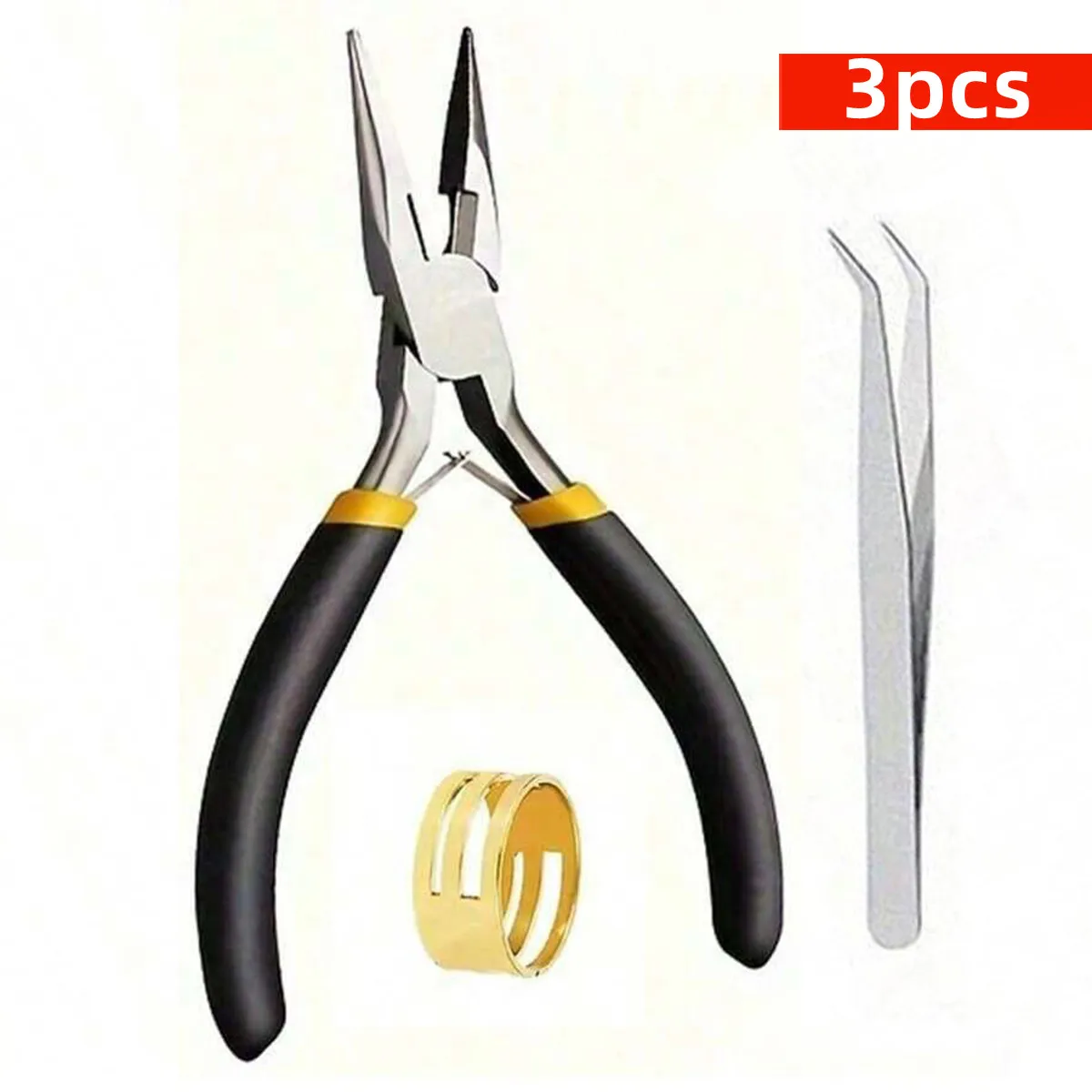 3/2/1pcs 12cm DIY Handmade Pliers, 1 Golden Ring, and 1 Silvery Tweezers to Make and Repair Various Jewelry Accessories