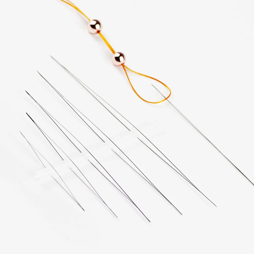 5PCS/lot Big Eye Curved Open Stainless Steel Beading Needles for Beads Pearls Threading String Cord Jewelry Making Tools Pins