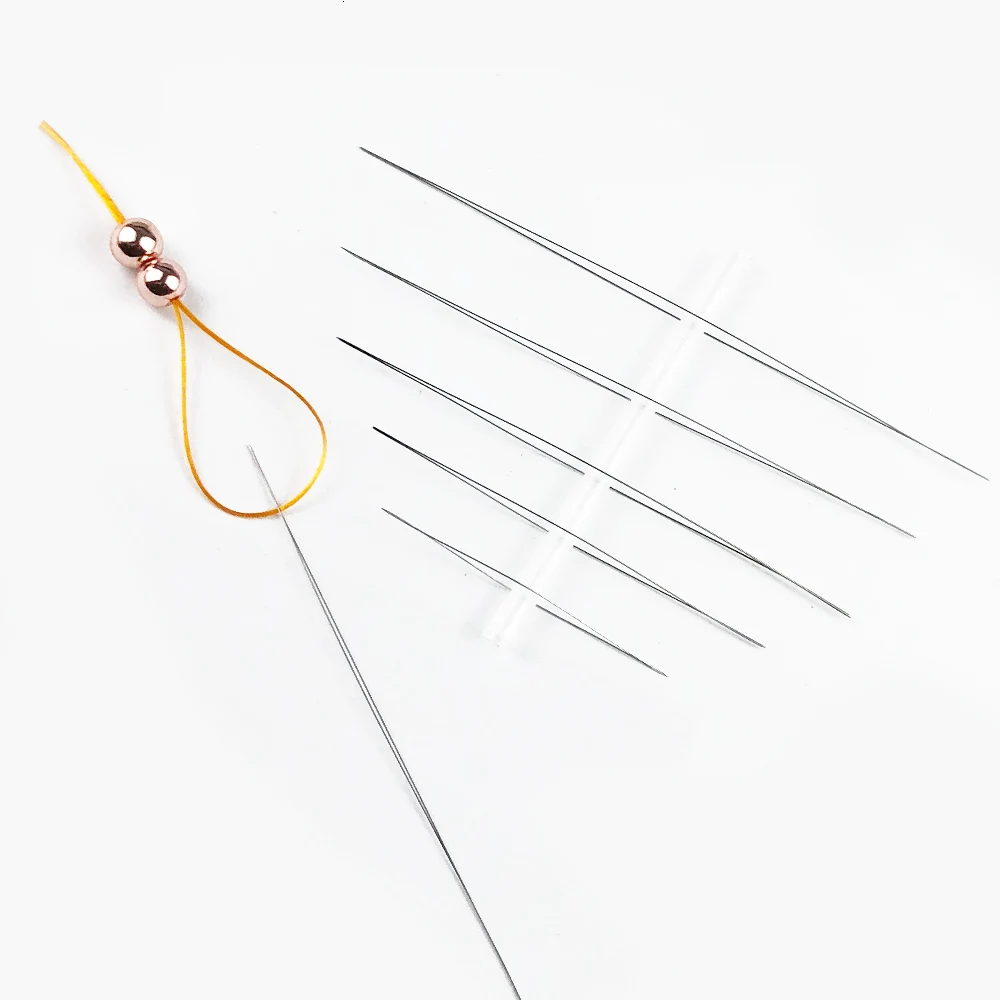 5PCS/lot Big Eye Curved Open Stainless Steel Beading Needles for Beads Pearls Threading String Cord Jewelry Making Tools Pins
