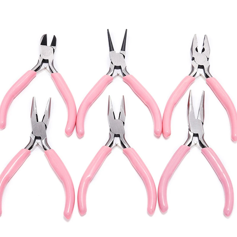 6Styles Mini Pliers Diagonal Round Bent Needle Nose Handcraft Beading Insulated Cutter Pliers For Jewelry Making Tools