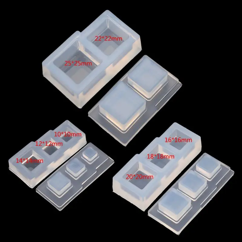 UV Resin Geometric Molds Hollow Quicksand Mold with Square Round Ellipse Mold for UV Resin Crafts DIY Jewelry Tool