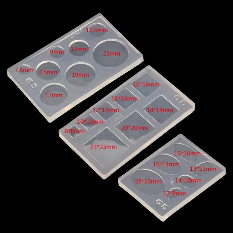 UV Resin Geometric Molds Hollow Quicksand Mold with Square Round Ellipse Mold for UV Resin Crafts DIY Jewelry Tool