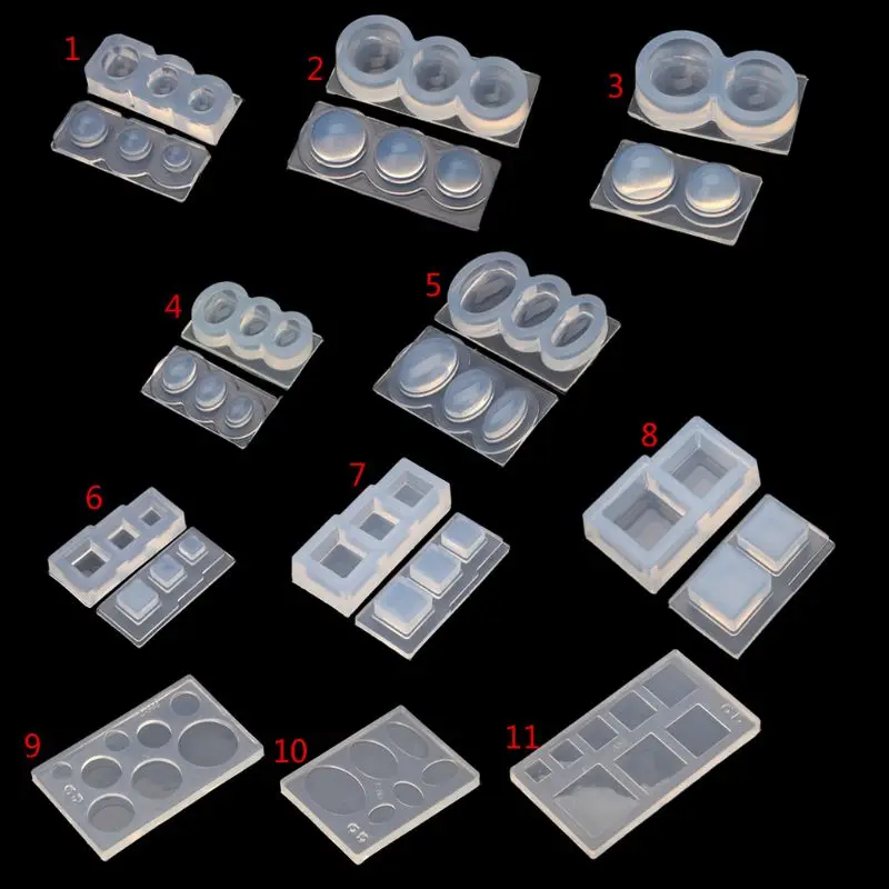 UV Resin Geometric Molds Hollow Quicksand Mold with Square Round Ellipse Mold for UV Resin Crafts DIY Jewelry Tool