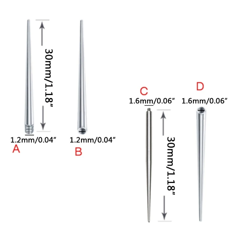 Steel Cone Insertion Pin Rod for Ear/nose/navel/nipples/lip/brow Stretcher Body Piercing Stretch Kit Assistant Tool