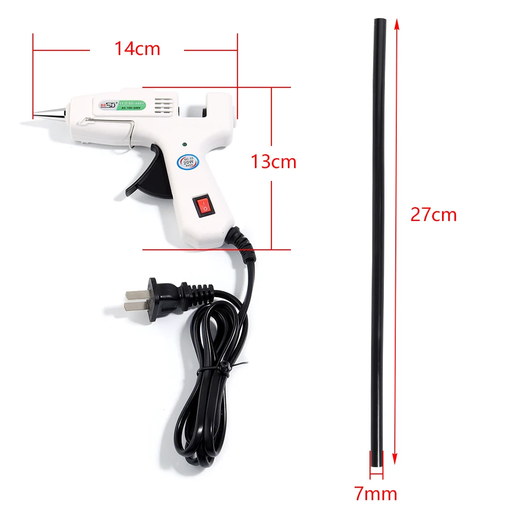 SAUVOO 20W White Hot Melt Glue Gun Household Industrial Mini Guns Electric Heat Temperature Repair Tool With 7mm Glue Sticks