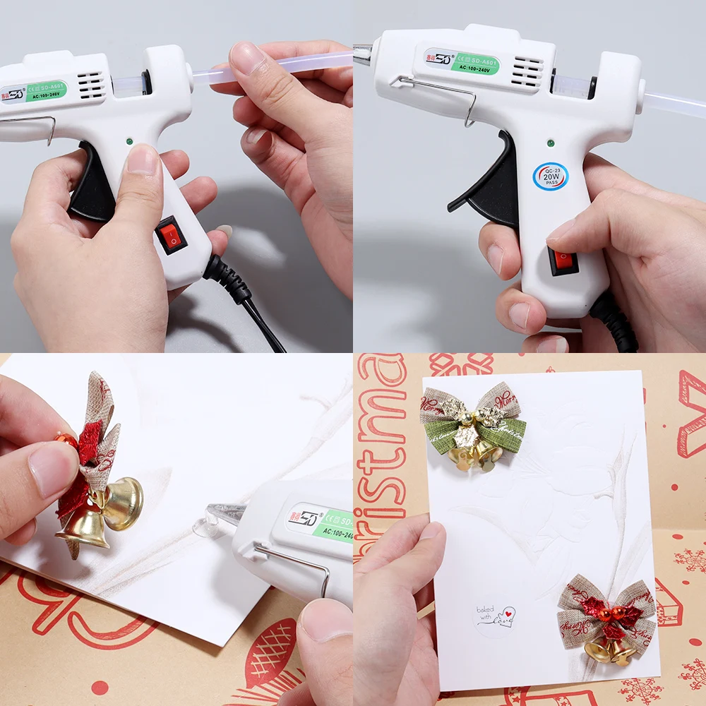 SAUVOO 20W White Hot Melt Glue Gun Household Industrial Mini Guns Electric Heat Temperature Repair Tool With 7mm Glue Sticks