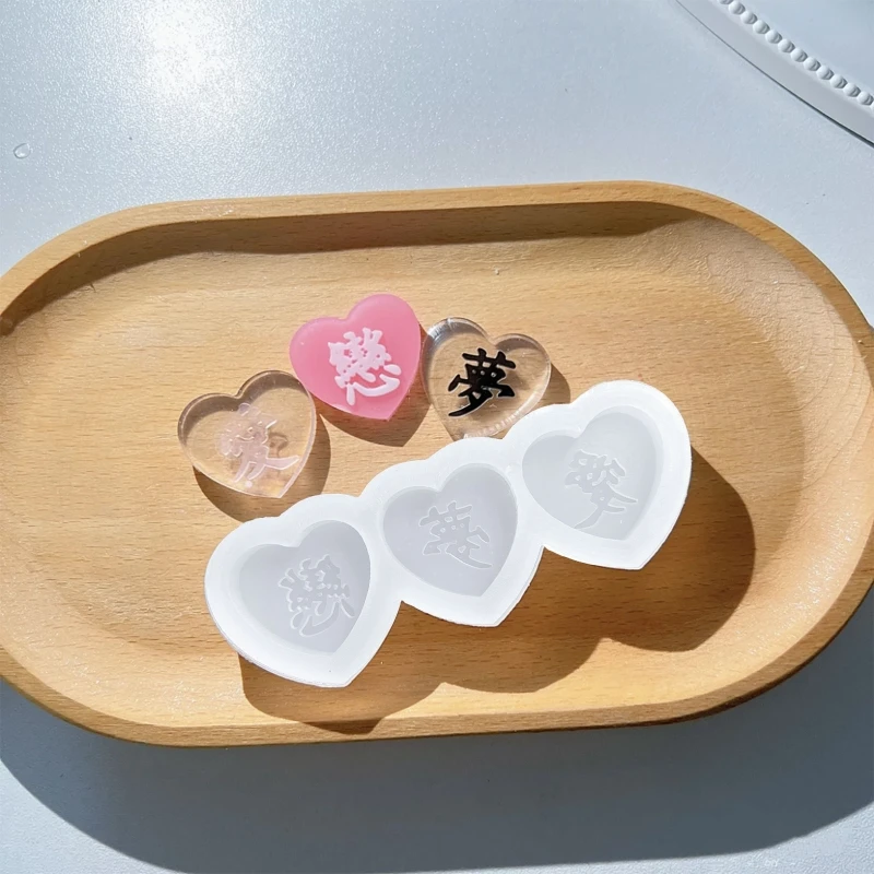 Chinese Character Japanese Alphabet Silicone Mold Love Heart English Letter Resin Quicksand Shaker Mold Jewelry Pendant Making