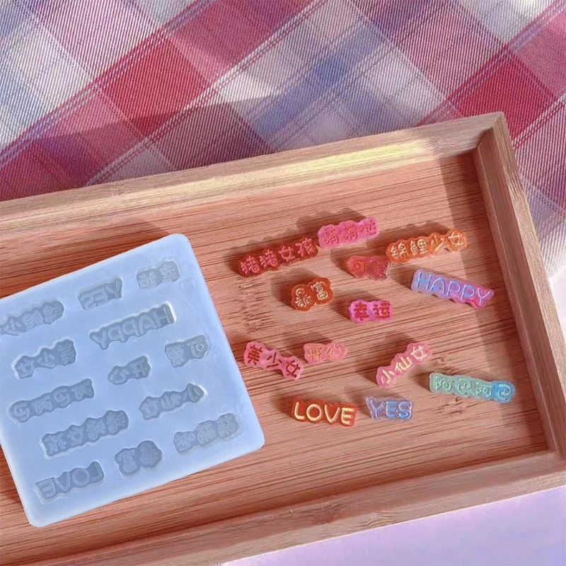 Chinese Character Japanese Alphabet Silicone Mold Love Heart English Letter Resin Quicksand Shaker Mold Jewelry Pendant Making