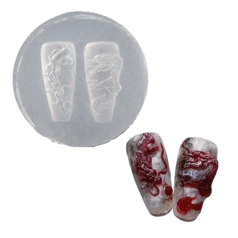 NEW Silicone Nail Art Handcrafts Moulds DIY Nail Tools Dragon/Snake Nail Carving Molds Silicone Material for Nail Decoration