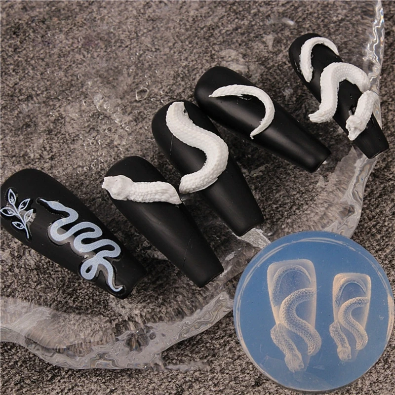 NEW Silicone Nail Art Handcrafts Moulds DIY Nail Tools Dragon/Snake Nail Carving Molds Silicone Material for Nail Decoration