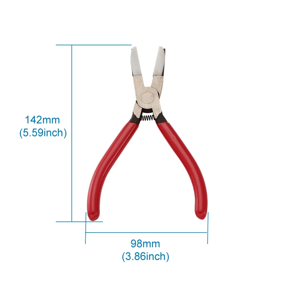 Pandahall Carbon Steel Jewelry Pliers Red Flat Nose Plier with Cover for Jewelry DIY Making Tools 142x98x8mm