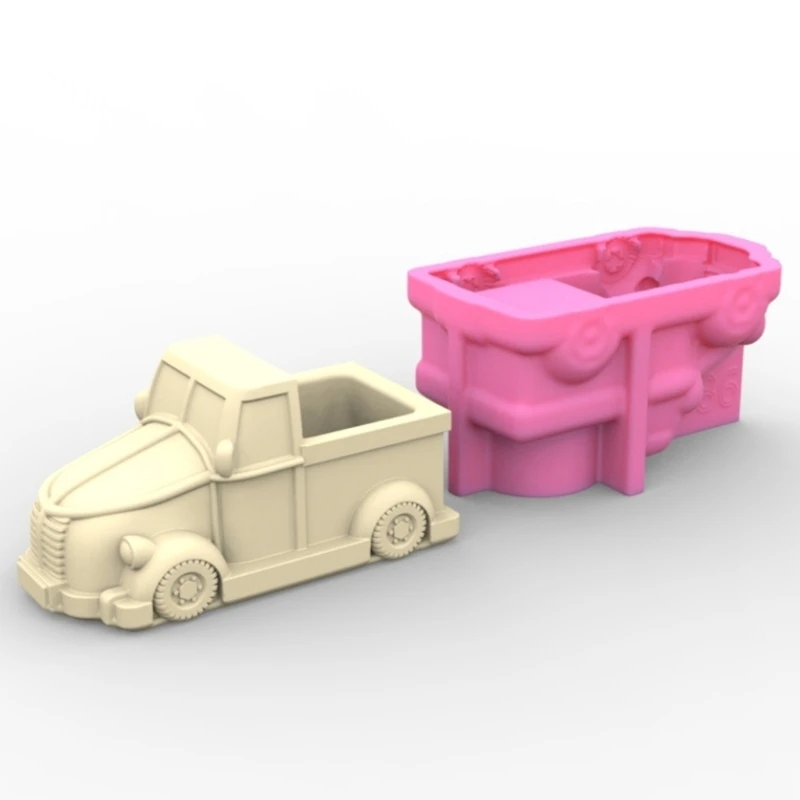 3D Car succulent plant flowerpot resin silicone mold cute cartoon car storage box candle cup concrete gypsum silicone mold
