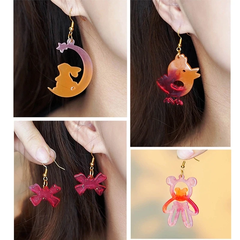 Animal Series Silicone Mold DIY Crystal Earring Pendant Mould Rabbit Keychain Molds Epoxy Resin Jewelry Making Mould