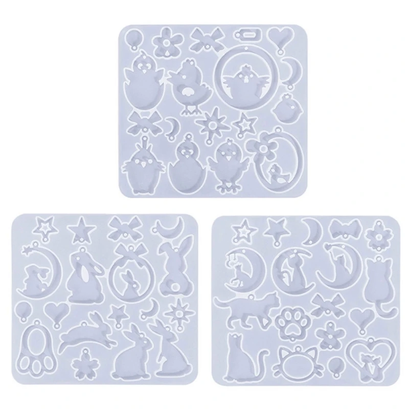 Animal Series Silicone Mold DIY Crystal Earring Pendant Mould Rabbit Keychain Molds Epoxy Resin Jewelry Making Mould