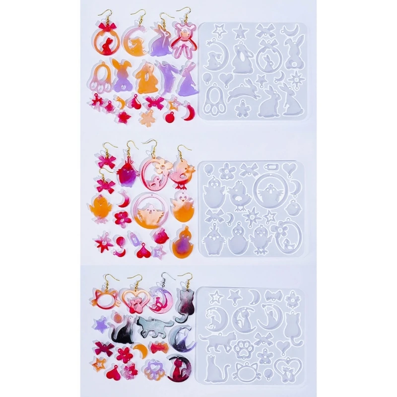 Animal Series Silicone Mold DIY Crystal Earring Pendant Mould Rabbit Keychain Molds Epoxy Resin Jewelry Making Mould