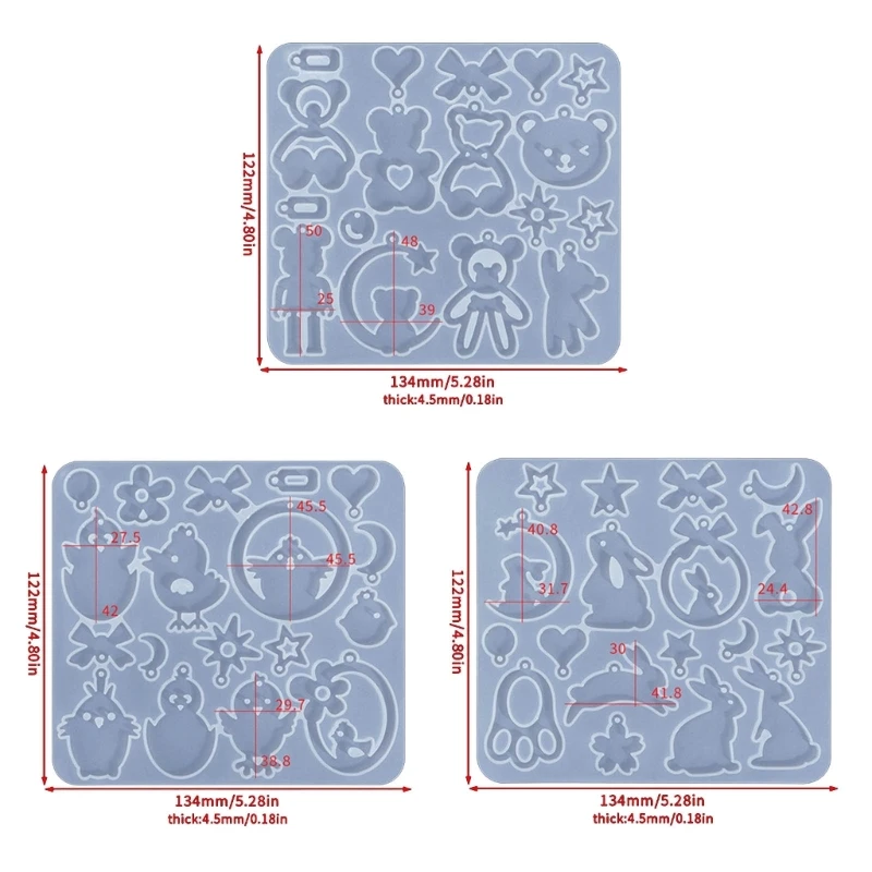 Animal Series Silicone Mold DIY Crystal Earring Pendant Mould Rabbit Keychain Molds Epoxy Resin Jewelry Making Mould