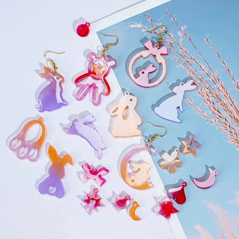 Animal Series Silicone Mold DIY Crystal Earring Pendant Mould Rabbit Keychain Molds Epoxy Resin Jewelry Making Mould