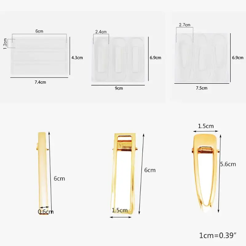 DIY Crafts Resin Silicone Epoxy Mold Hair Clip Barrette Mould Epoxy Resin Jewelry Casting