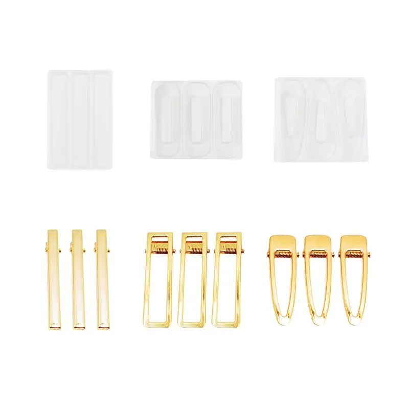 DIY Crafts Resin Silicone Epoxy Mold Hair Clip Barrette Mould Epoxy Resin Jewelry Casting