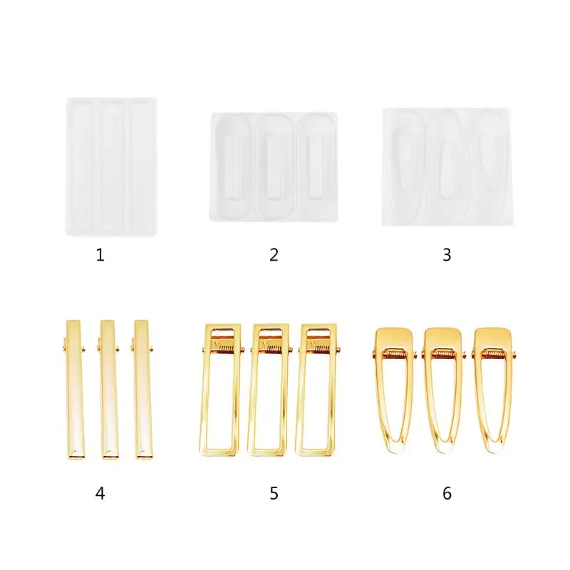 DIY Crafts Resin Silicone Epoxy Mold Hair Clip Barrette Mould Epoxy Resin Jewelry Casting