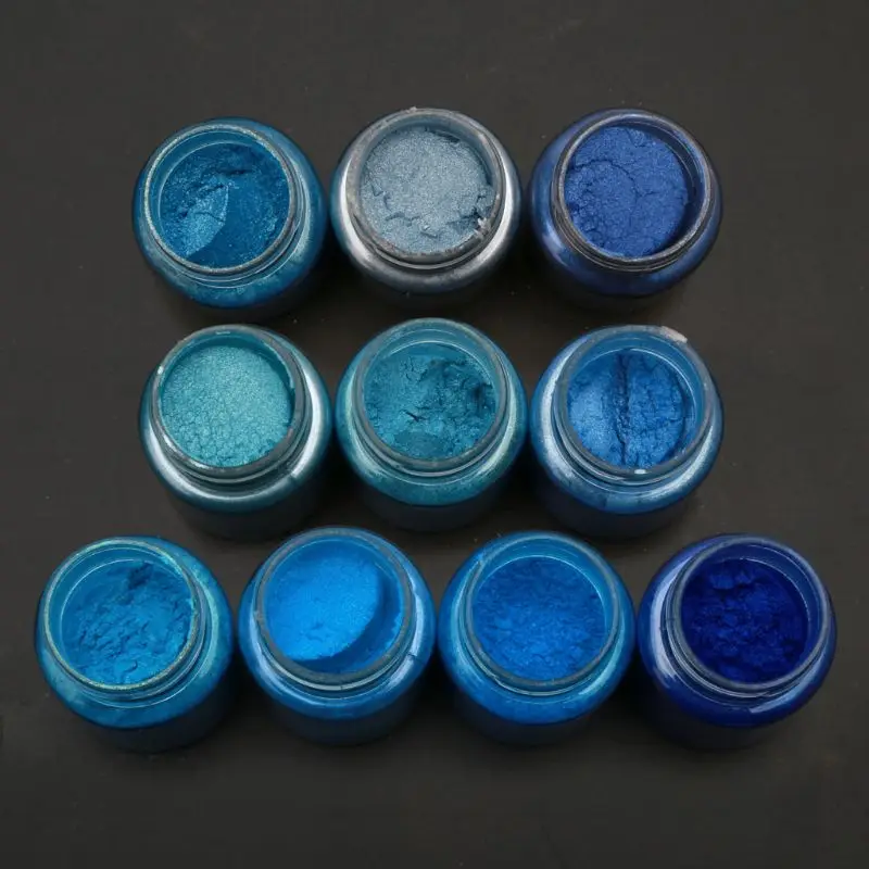 10 Colors Sea Blue Mica Powder Pearl Pigment Epoxy Resin Colorant Cosmetic Grade