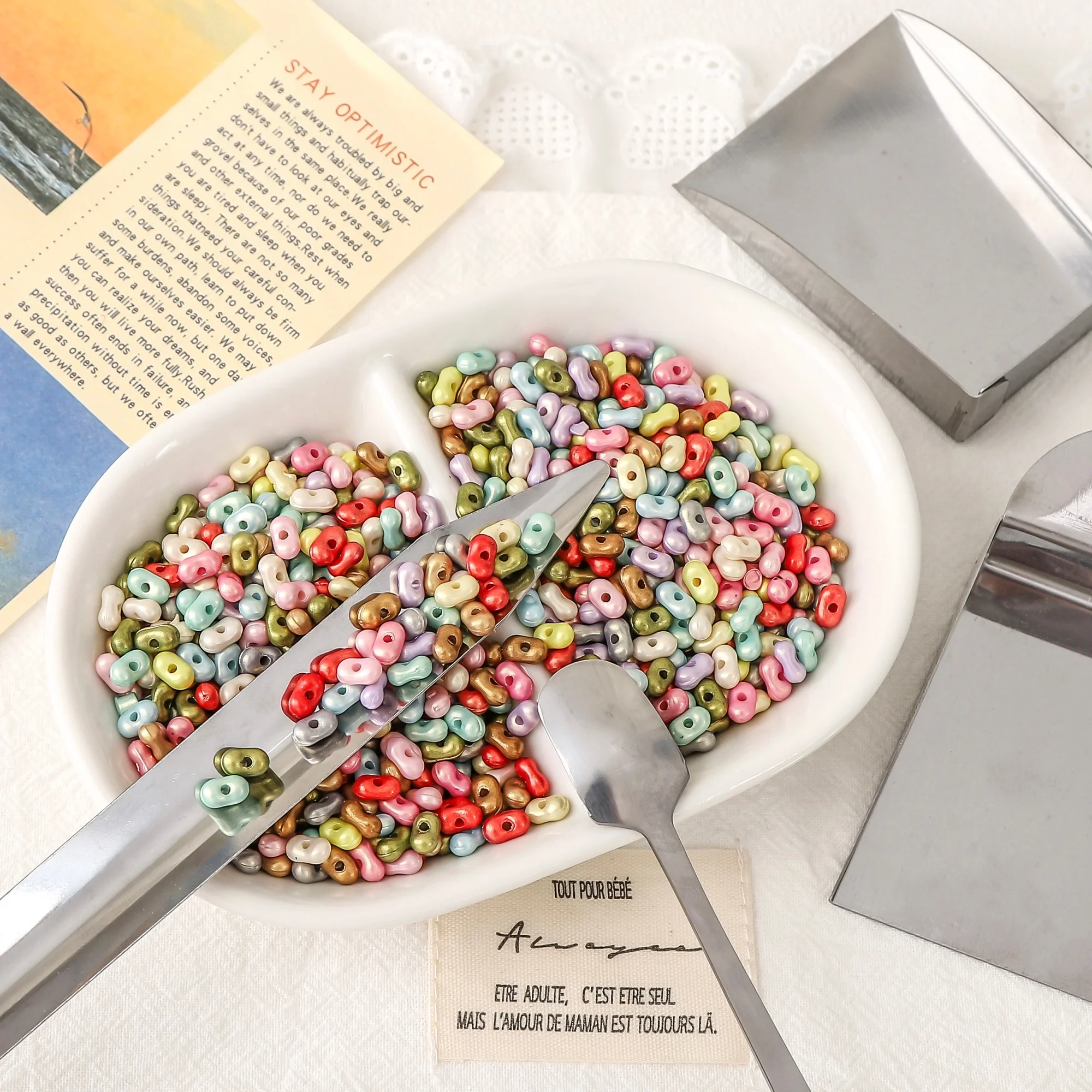 1PC Stainless Steel Seed Bead Scoop Metal Shovel Spoon Tools for Handmade DIY Jewelry Beading Bead Collection and Organization