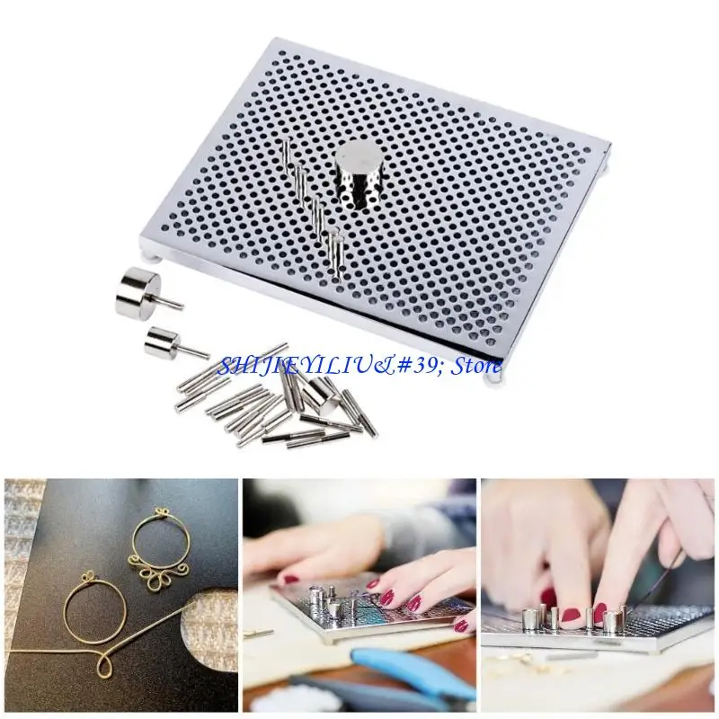 JU64 Aluminum Wire Jig Complete Jewelry Making Tool Set Practical Wire Looping Wire Bending Board for DIY Jewelry