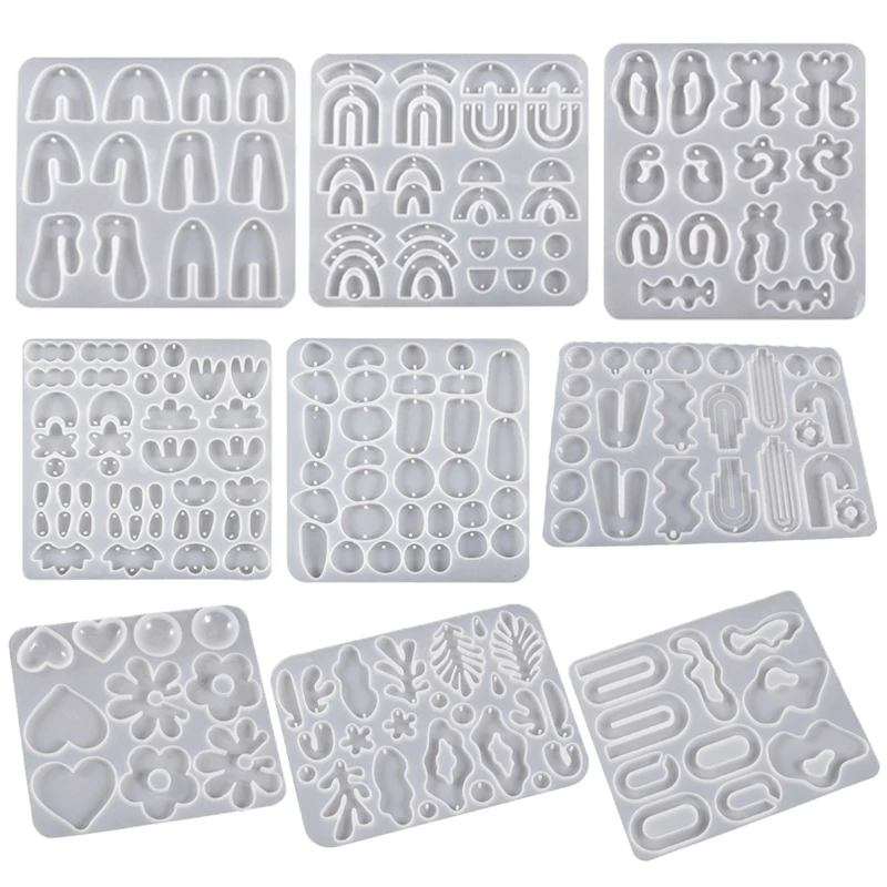 Resin Earrings Mold Geometric Flower Heart Irregular Mould Unique Earring Silicone Molds for Epoxy Resin Crafts Christmas Molds