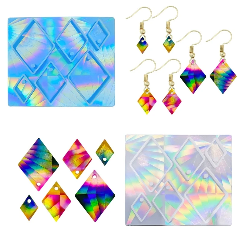 Resin Earrings Mold Geometric Flower Heart Irregular Mould Unique Earring Silicone Molds for Epoxy Resin Crafts Christmas Molds