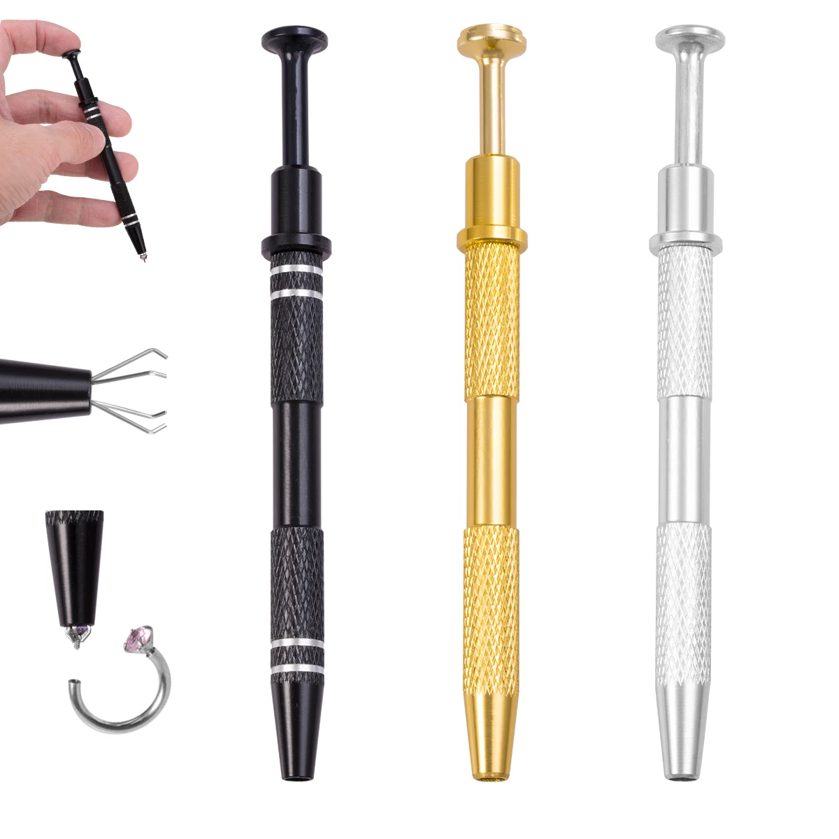 1pc/5pcs Piercing Jewelry Ball Top Holder Pick-up Tool Tweezers Catcher Grabbers 4 Claws Piercing Jewelry Making Grasping Tools