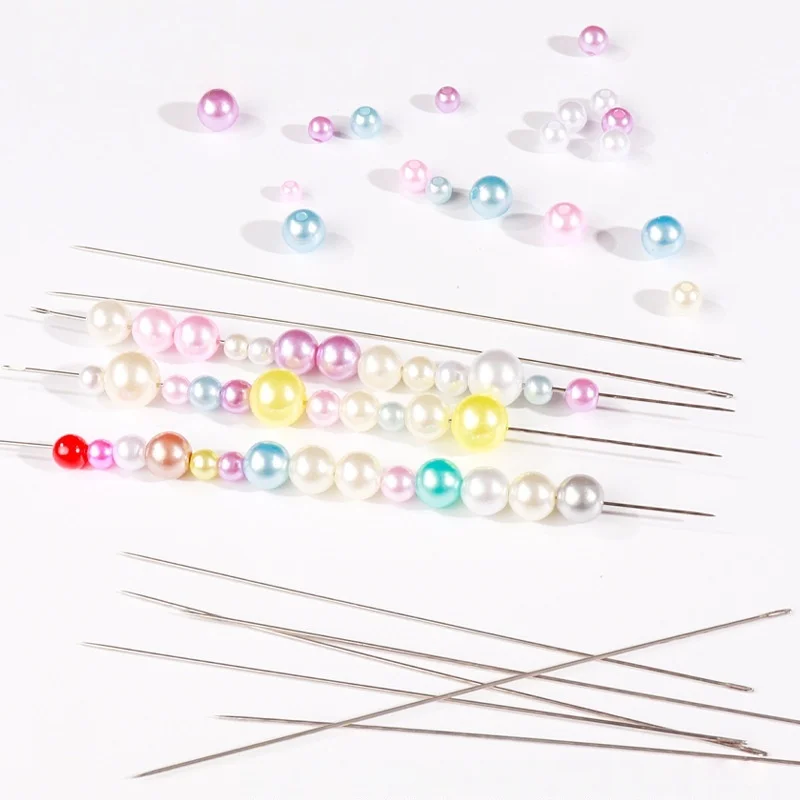 50pcs Thin Metal Beading Needles for Beads Threading String Tambour/Jewelry Bracelet Necklace Making Pins Cord Tools Pins DIY