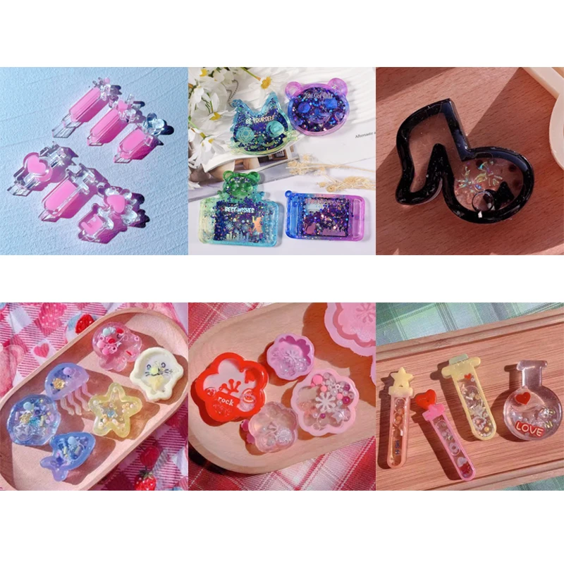 3D Marine Animals Flower Quicksand Silicone Mold Resin Shaker Charm Mould Keychain Pendant Jewelry Making Tools DIY Craft Supply