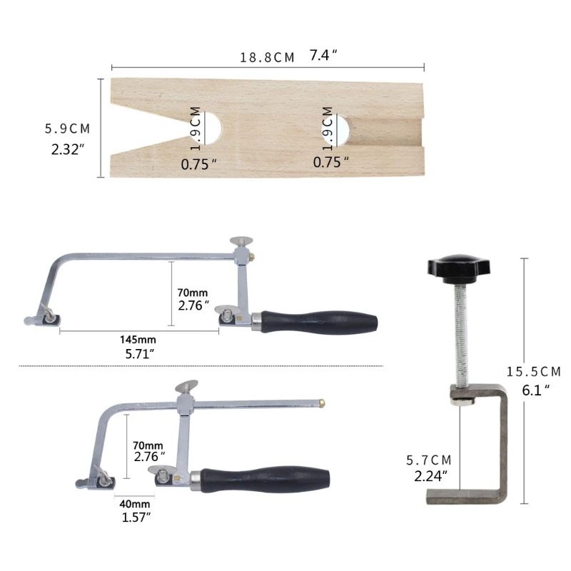 1 Set 3-in-1 Professional Jeweler's Saw Set Jewelry Tools Saw Frame 144 Blades Wooden Pin Clamp Wood Metal Jewelry Toos