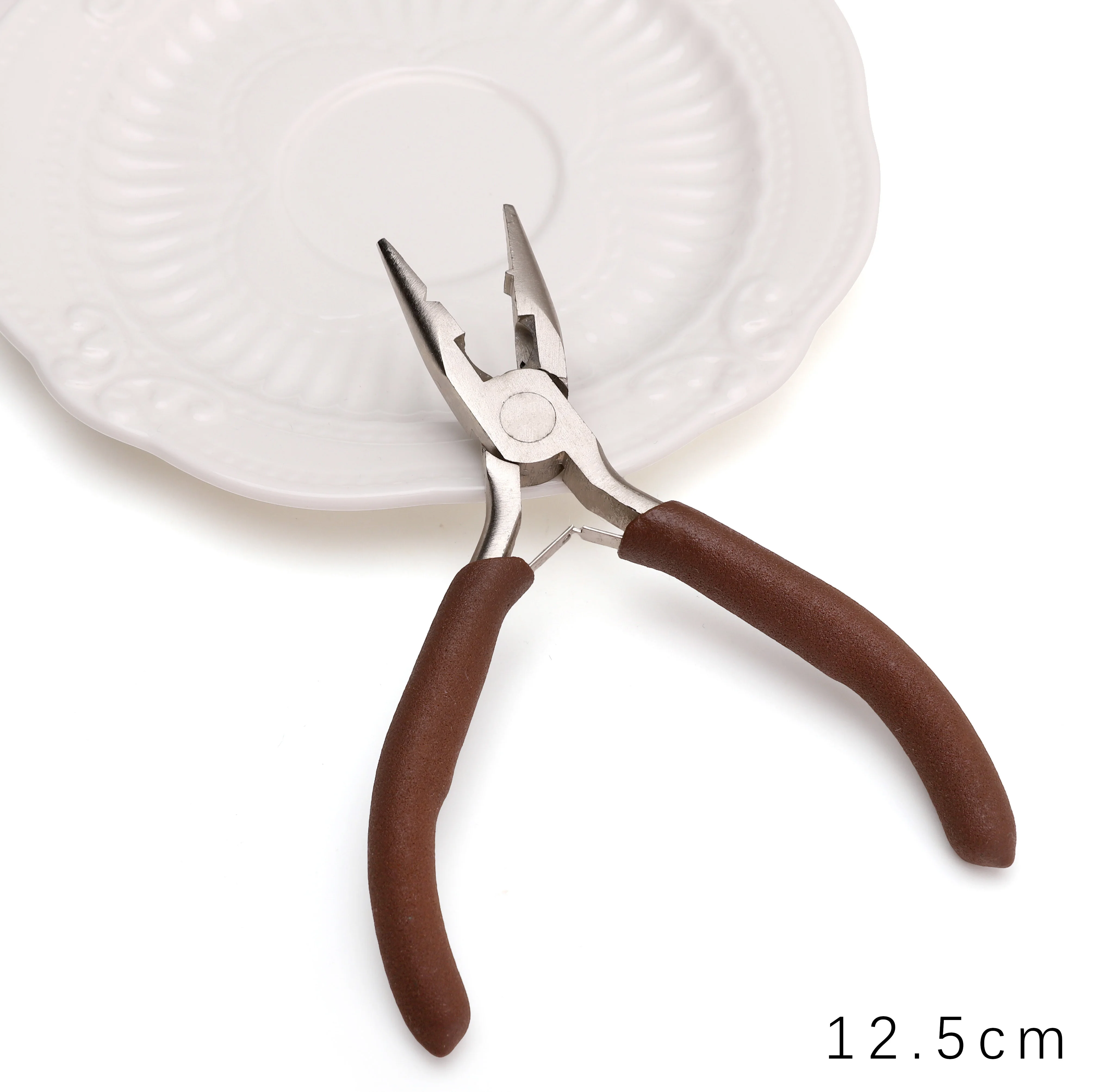 1PC Coffee Carbon Steel Jewelry Pliers DIY Beading Wire Wrapping Tools Nylon Jaw Round Flat Nose Pliers Hand Tools Accessories