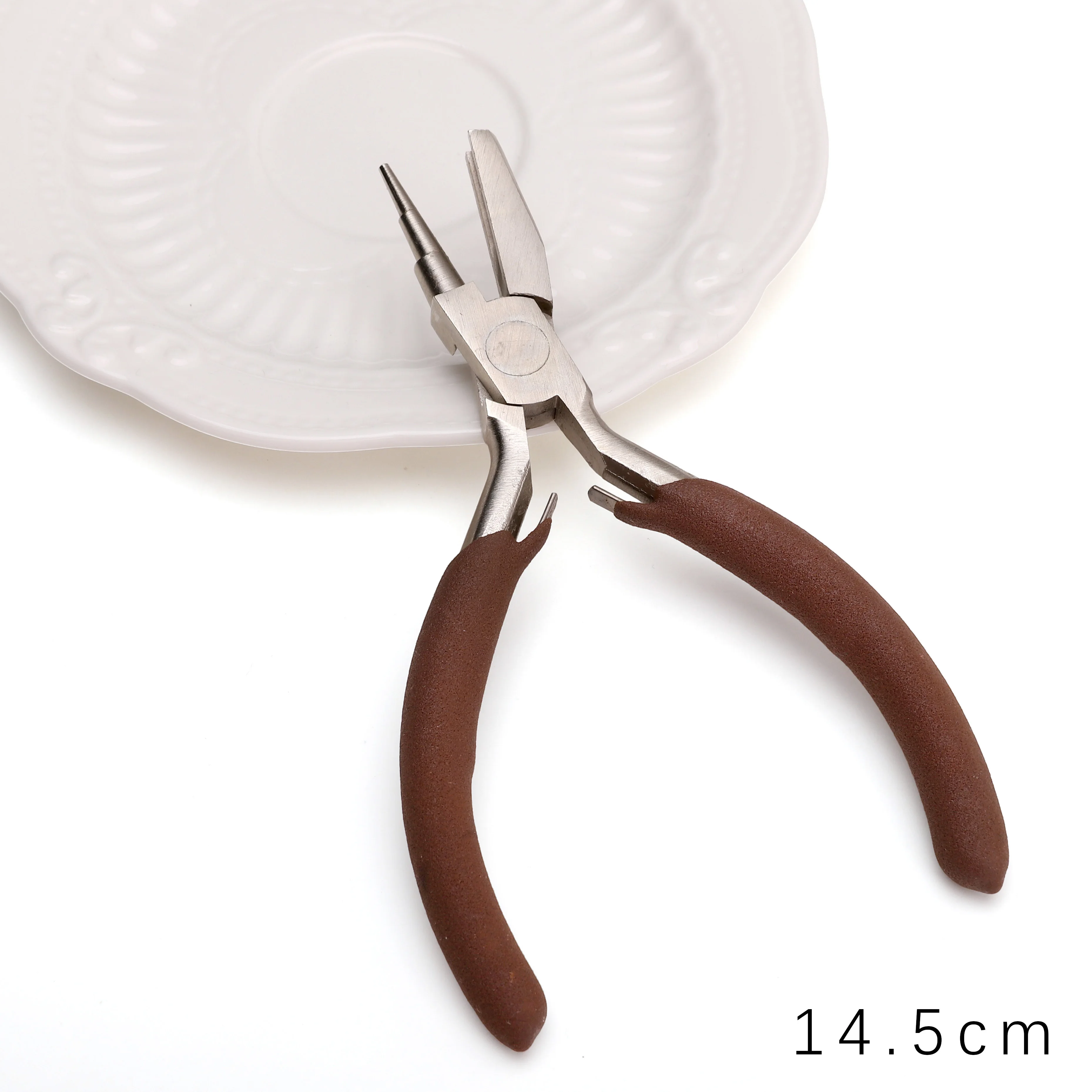 1PC Coffee Carbon Steel Jewelry Pliers DIY Beading Wire Wrapping Tools Nylon Jaw Round Flat Nose Pliers Hand Tools Accessories