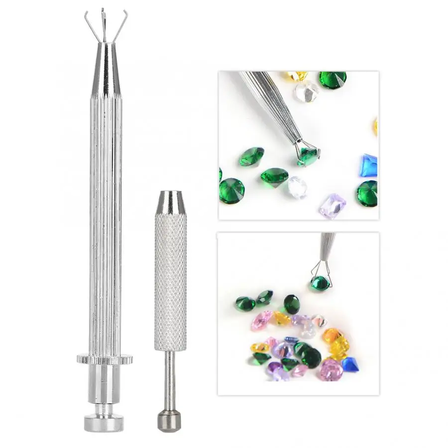 4 Prong Stainless Steel Jewelry Holder Pick-up Tool Diamond Gems Holder Tweezer Catcher Grabber with 4 Claws Jewelry Making Tool