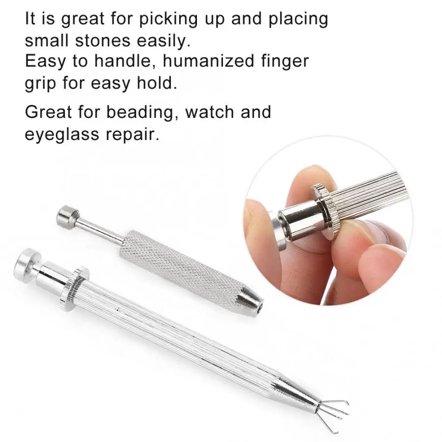 4 Prong Stainless Steel Jewelry Holder Pick-up Tool Diamond Gems Holder Tweezer Catcher Grabber with 4 Claws Jewelry Making Tool