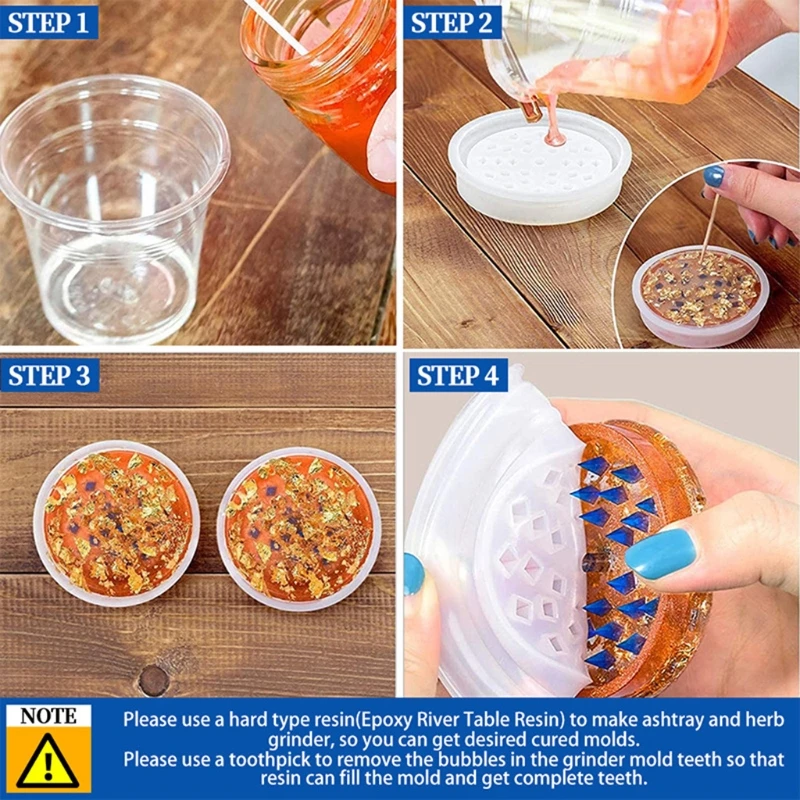 Resin Mold DIY Herb-medicine Grinder Spice Crusher Silicone Mold A Set of Epoxy