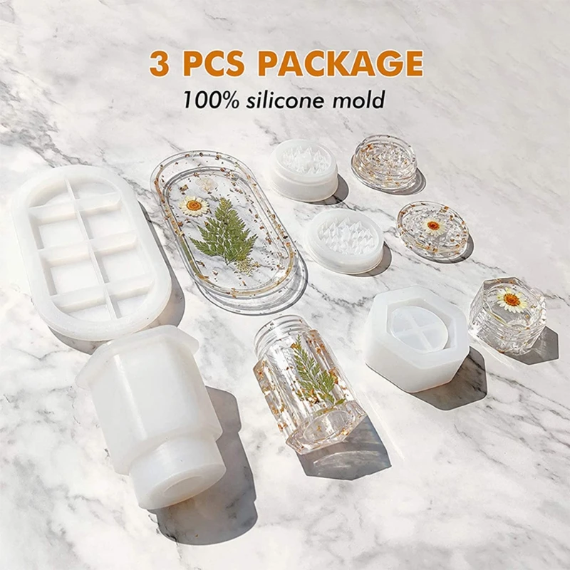 Resin Mold DIY Herb-medicine Grinder Spice Crusher Silicone Mold A Set of Epoxy