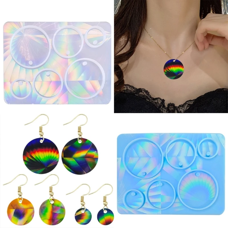 Resin Silicone Mold DIY Holographic Geometric Earring Keychain Pendant Mould Light and Shadow Crystal Epoxy Molds Crafts