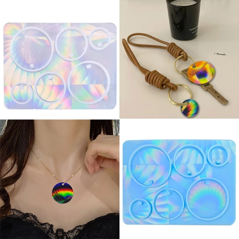 Resin Silicone Mold DIY Holographic Geometric Earring Keychain Pendant Mould Light and Shadow Crystal Epoxy Molds Crafts