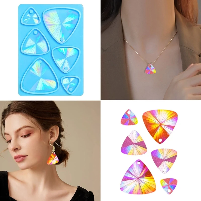 Resin Silicone Mold DIY Holographic Geometric Earring Keychain Pendant Mould Light and Shadow Crystal Epoxy Molds Crafts