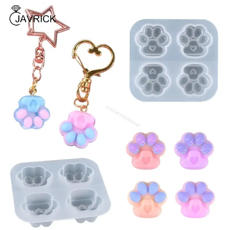 Shiny Glossy love Silicone Mold Love for Cat Paw Epoxy Resin Mold DIY Keychain Jewelry for Birthday Valentine Gift Craft