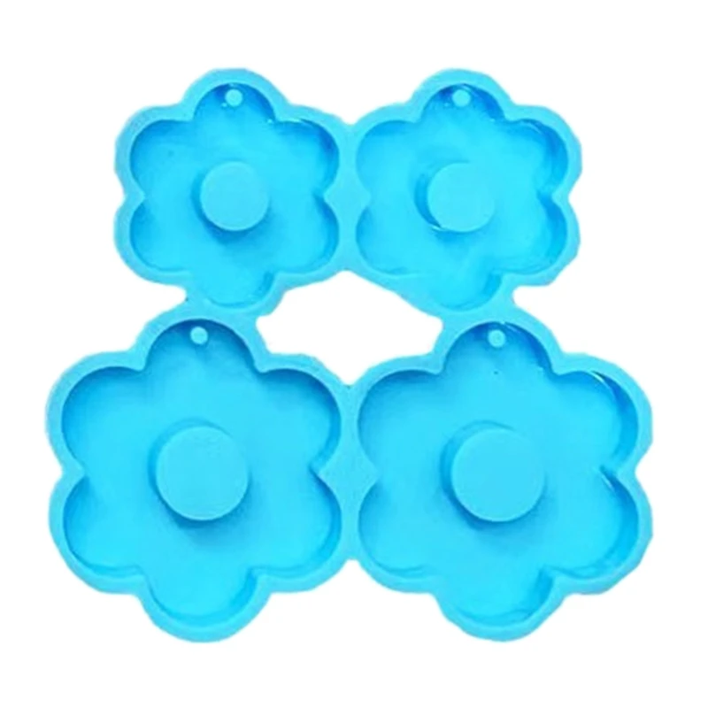 R3MC Keychain Silicone Resin Mold,Flower Shaped Resin Mold DIY Earrings Pendant Mold