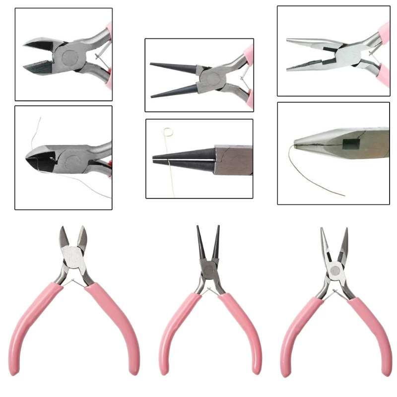 Mini Jewellery Pliers Set, 3 Pieces Jewellery Pliers Jewelry Hand Tool for DIY Beading Crafts Necklace Bracelets Making