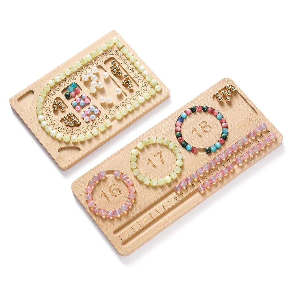 1pcs Wood Bead Board Bracelet Beading Organizer Beading Tray Plate for Jewelry Making DIY Necklace Measuring Tool Accessory